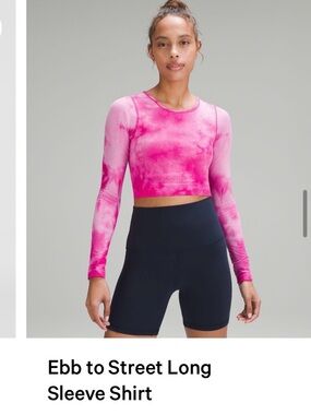 Long Sleeve Crop Top - Pink Tie-Dye